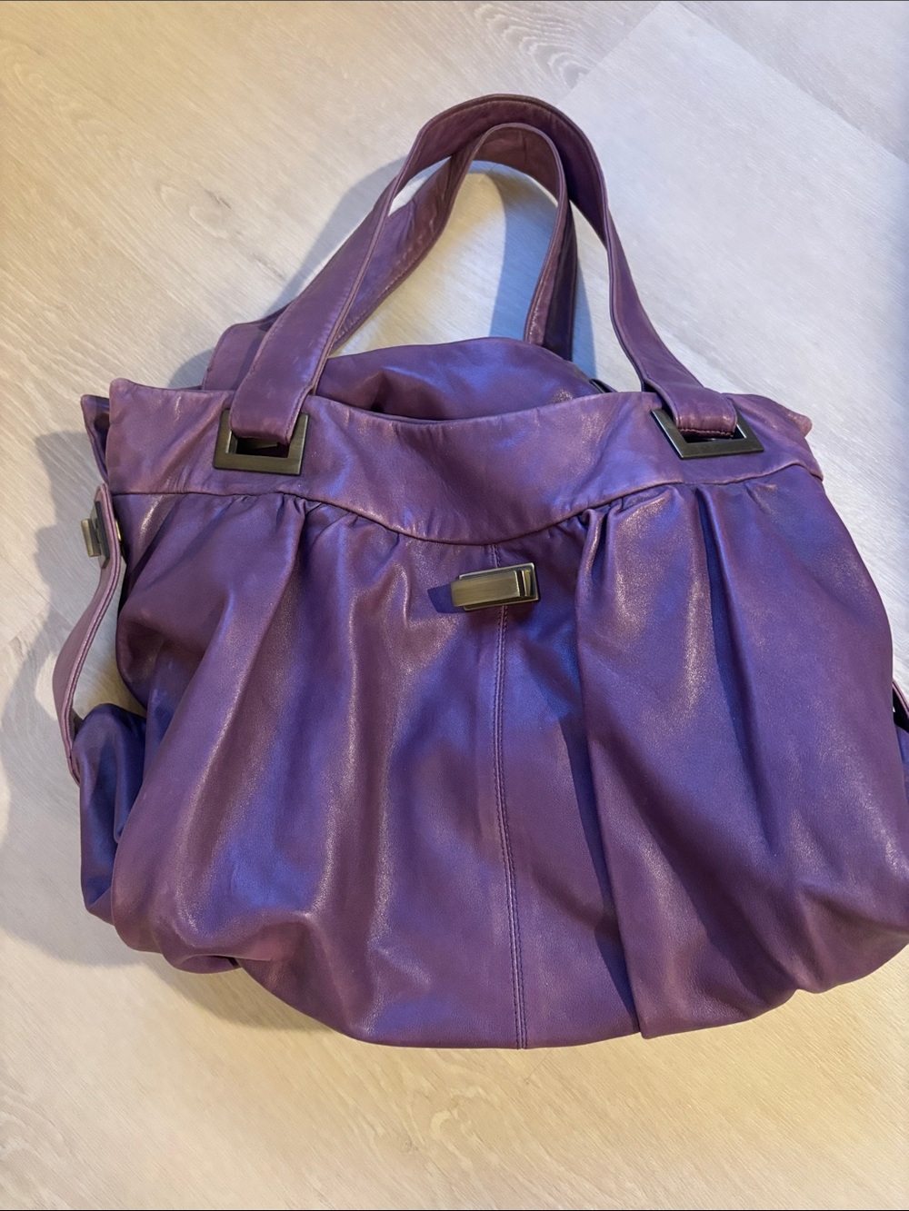 Kooba Purple Leather Shoulder Bag with Top Handles